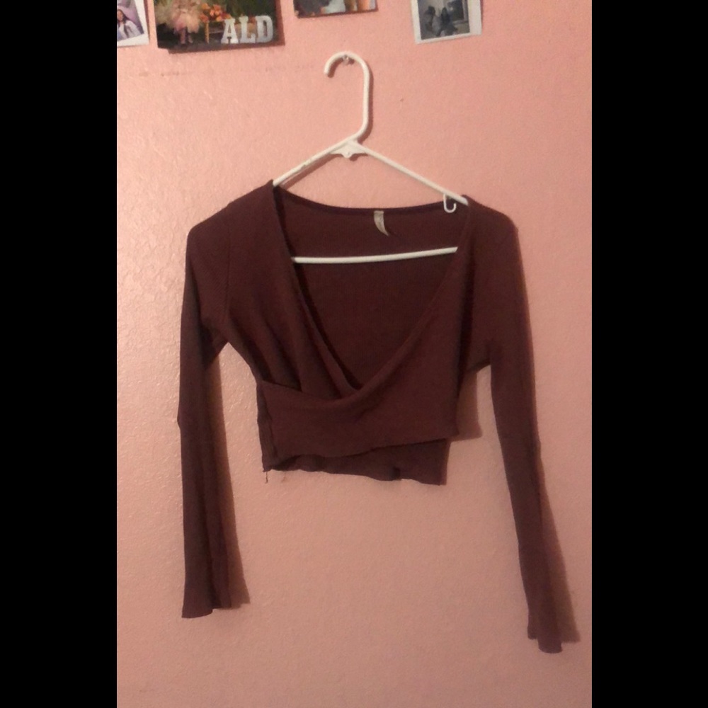 cute purple crossed chest long sleeve super cute !